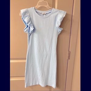 ZARA Light Blue Ruffled Rib Dress